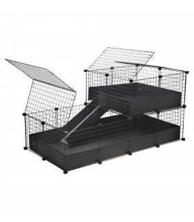 CagesCubes - CyC Deluxe 2X4 Cage con 2X2 Loft per Conigli