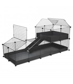 CagesCubes - CyC Deluxe 2X5 Cage con 2X2 Loft per Conigli