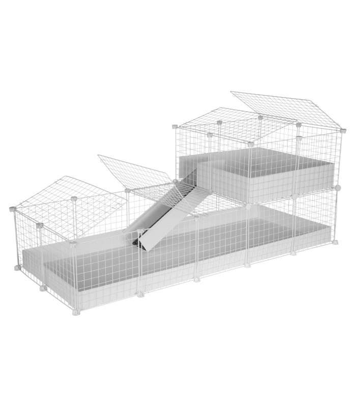 CagesCubes - Cage CyC Deluxe 2X5 avec grenier 2X2 pour lapins