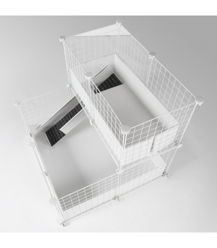 CagesCubes - CyC Deluxe Compact Cage "Elegance Black and White" 2X2 avec Loft 2X1