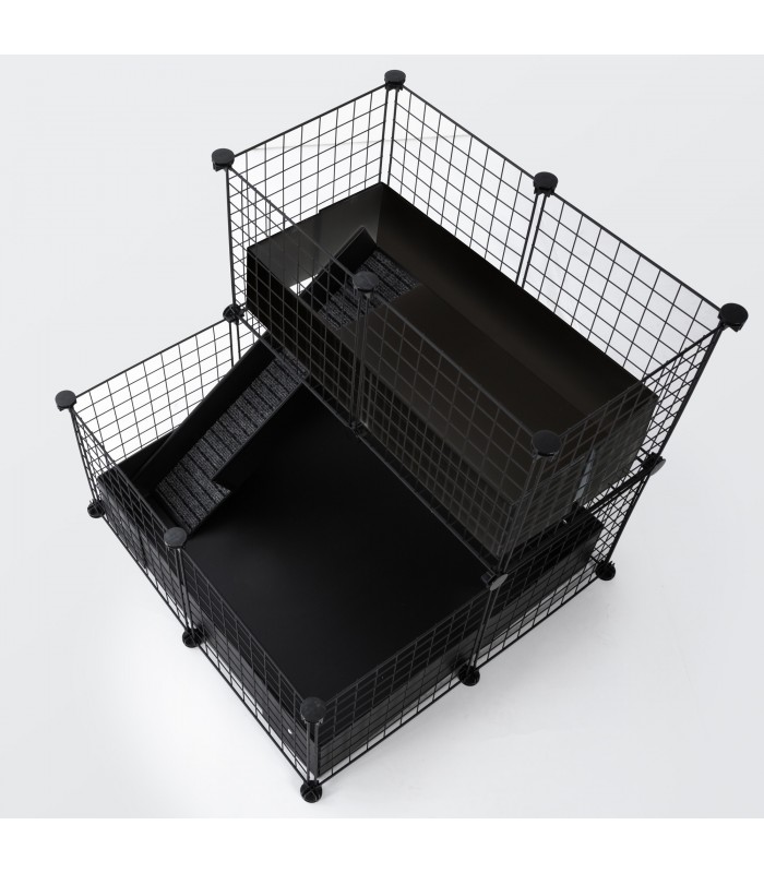 CagesCubes - CyC Deluxe Compact Cage "Elegance Black and White" 2X2 avec Loft 2X1
