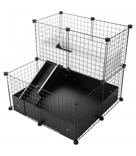 CagesCubes - CyC Deluxe Compact Cage "Elegance Black and White" 2X2 avec Loft 2X1