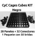 CagesCubes - KIT negro para Jaulas C&C (28 paneles/grids y 32 conectores)