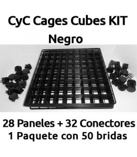 CagesCubes - Schwarzes KIT für C & C Cages (28 Panels / Gitter und 32 Anschlüsse)