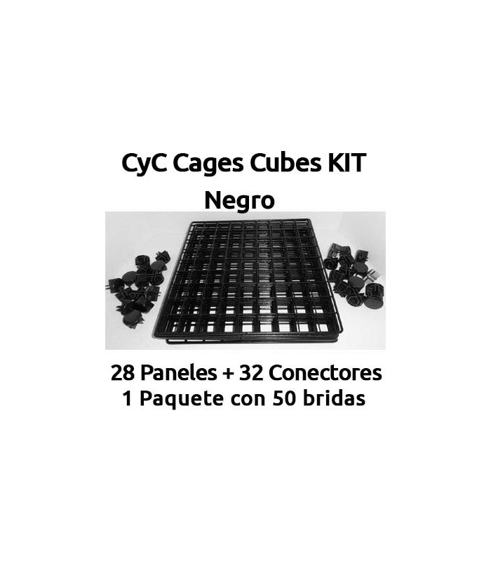 CagesCubes - KIT nero per gabbie C&C (28 pannelli / griglie e 32 connettori)