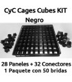 CagesCubes - KIT negro para Jaulas C&C (28 paneles/grids y 32 conectores)