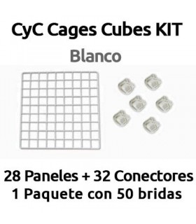 CagesCubes - Weißes KIT für C & C Cages (28 Panels / Gitter und 32 Anschlüsse)