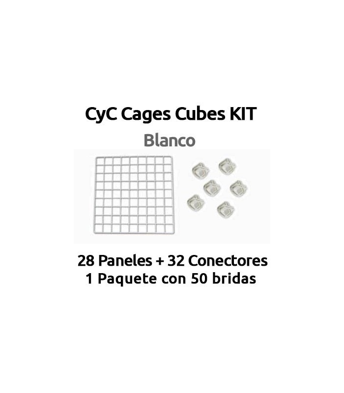 CagesCubes - KIT blanc pour cages C&C (28 panneaux / grilles et 32 connecteurs)