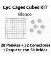 CagesCubes - KIT bianco per gabbie C&C (28 pannelli / griglie e 32 connettori)